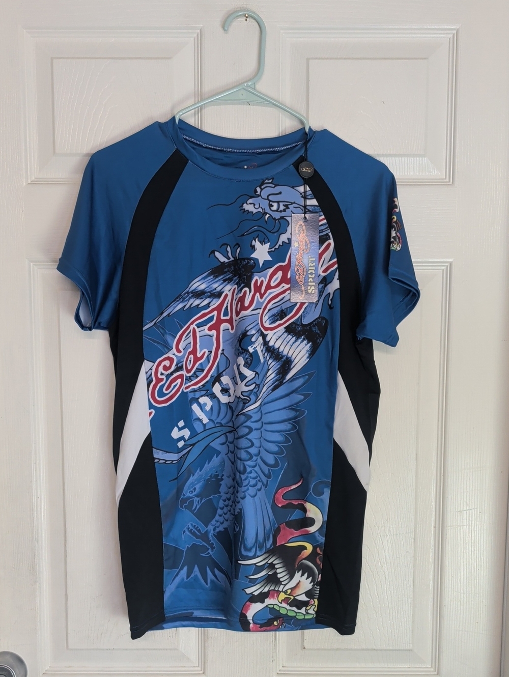 Ed Hardy Mens Eagle Mesh Crew Sport T-Shirt Men Medium